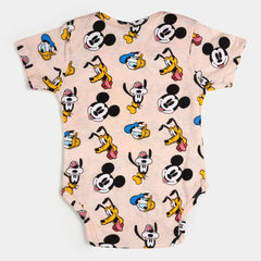 INFANT UNISEX COTTON ROMPER D DUCK - PEACH