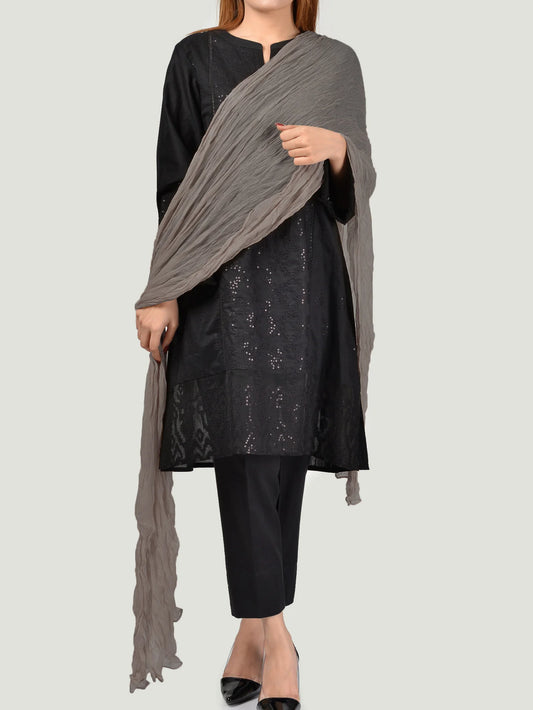 Crinkle Chiffon Dupatta - Grey