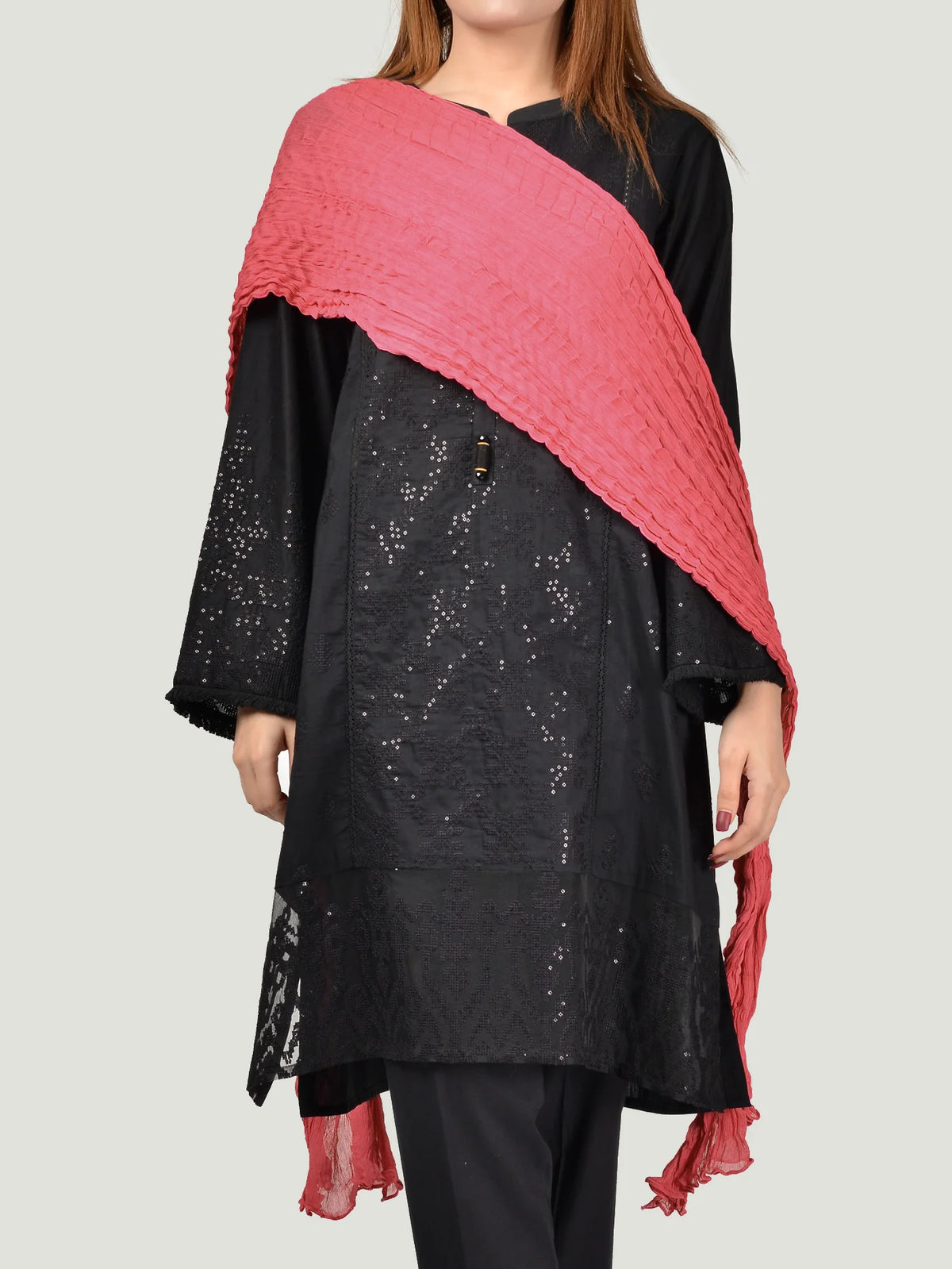 Crushed Dupatta-Red