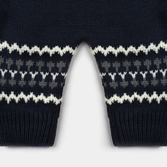 INFANT BOYS SWEATER KNIT ROMPER W/CAP AMULET-NAVY-OFF WHITE