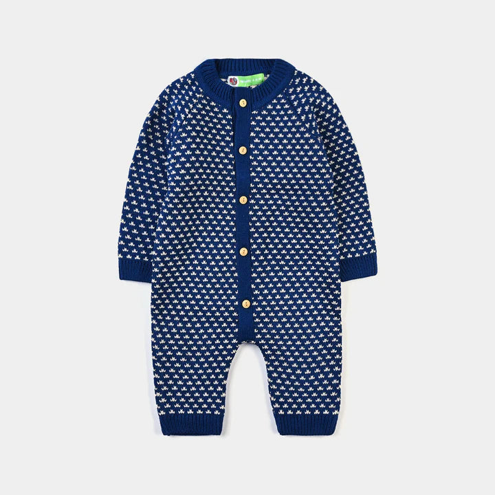 INFANT BOYS SWEATER KNIT ROMPER TRAMMEL- BRIGHT BLUE