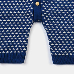 INFANT BOYS SWEATER KNIT ROMPER TRAMMEL- BRIGHT BLUE