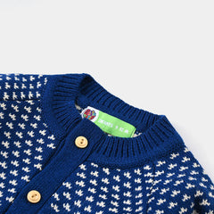 INFANT BOYS SWEATER KNIT ROMPER TRAMMEL- BRIGHT BLUE