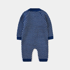 INFANT BOYS SWEATER KNIT ROMPER TRAMMEL- BRIGHT BLUE