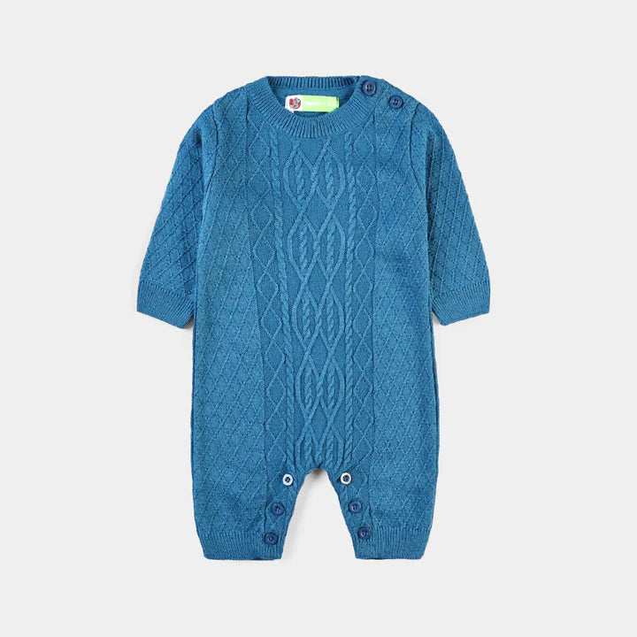 INFANT BOYS SWEATER KNIT ROMPER CLOVER-TEAL