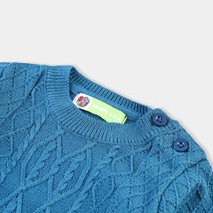 INFANT BOYS SWEATER KNIT ROMPER CLOVER-TEAL