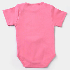 INFANT UNISEX COTTON INTERLOCK BASIC ROMPER - PINK