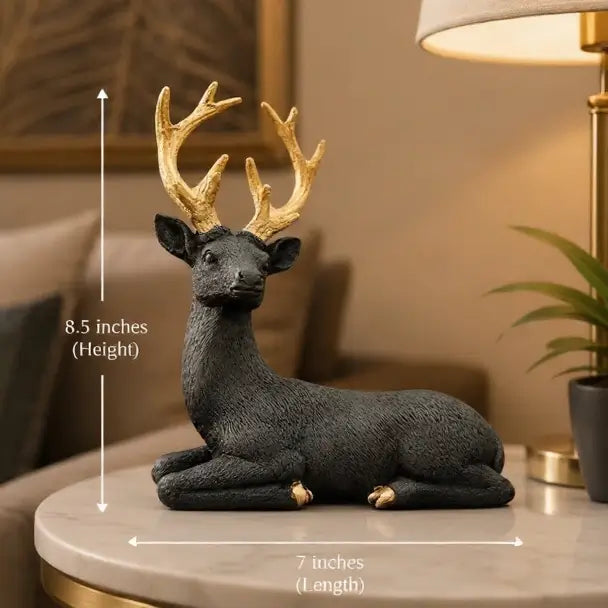 Deer Figurine With Gold Antlers