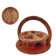 Wooden Fold-able Dry Fruit Basket (4 compartments)