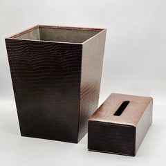 Leather Basket Tissue Box Set