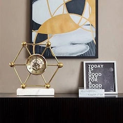 Hexagon Mantel Marble Clock