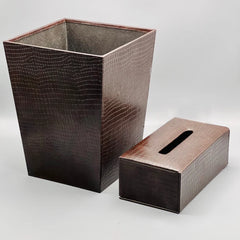 Leather Basket Tissue Box Set