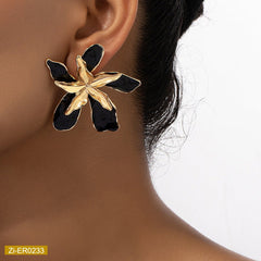 Metal Dripping Oil Flowers Earrings