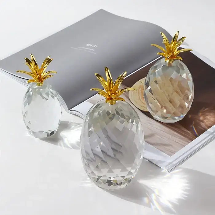 Elegant Crystal Pineapple Ornaments (Set Of 3)