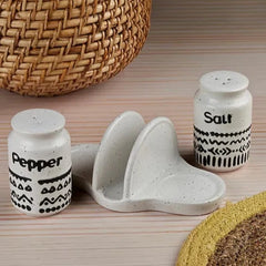 Ceramic Salt Pepper Container Set With Tray