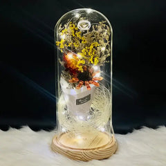 Wireless LED String Light Glass Dome With Flower