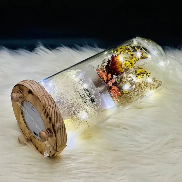 Wireless LED String Light Glass Dome With Flower