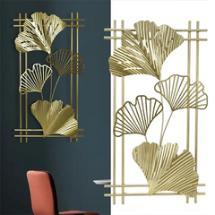Gold Leafy Metal Wall Hanging