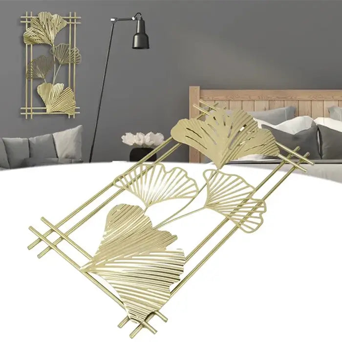 Gold Leafy Metal Wall Hanging