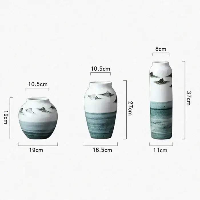 Hand-Painted Vases For Living Room Decor (3 Pcs)