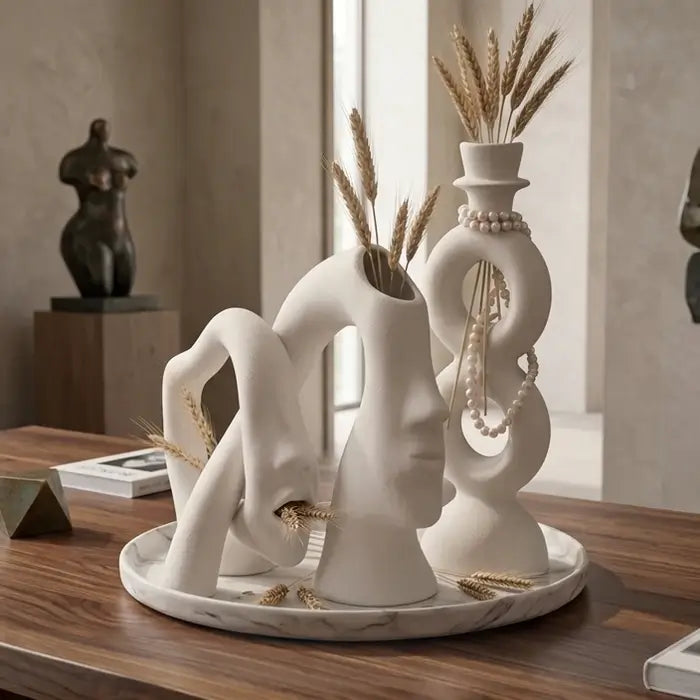 Abstract Harmony Sculptural Vases Set (3 Pcs)