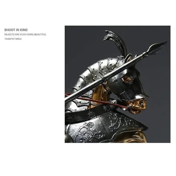 Medieval Knight Horse Statue Sculpture