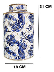 Decorative Vase Blue & White Pot (Set Of 2)