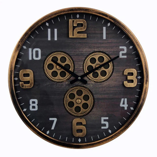 Moving Gear Retro Metal Wall Clock