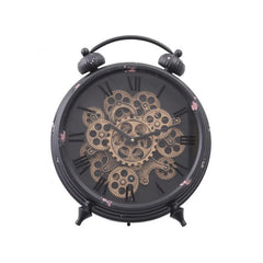 Sleek Black & Brass Gears Wall Clock