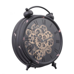 Sleek Black & Brass Gears Wall Clock