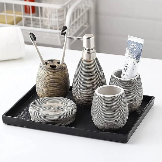 Black Textured Bathroom Set (4 Pcs)