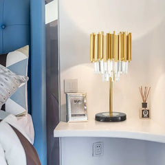 Golden & Crystal Bars Table Lamp