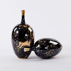 Black Gold Ceramic Vase (Set Of 2)