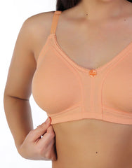 LAYERED SOFT COTTON BRA -SALMON