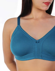 FULL COVERAGE DOUBLE LAYERED SOFT COTTON BRA -FJORED BLUE