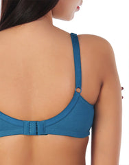 FULL COVERAGE DOUBLE LAYERED SOFT COTTON BRA -FJORED BLUE