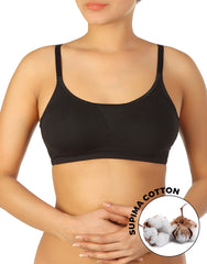 ALL DAY COMFORT NON-PADDED NON-WIRED SUPIMA COTTON BRA-BLACK