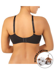 ALL DAY COMFORT NON-PADDED NON-WIRED SUPIMA COTTON BRA-BLACK