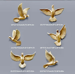 Birds 3D Wall Hanging 6 Piece Sculpture