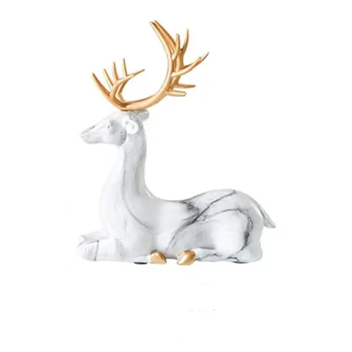 Imitation Marble Deer Ornaments (Set Of 2)