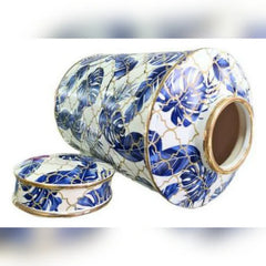 Decorative Vase Blue & White Pot (Set Of 2)