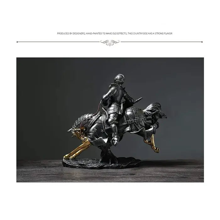 Medieval Knight Horse Statue Sculpture