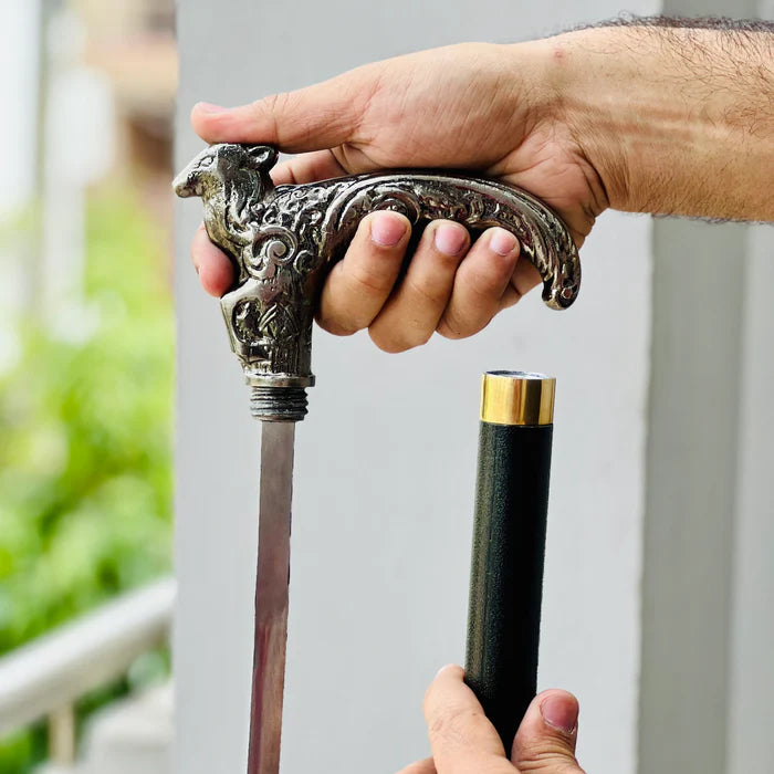 Lion Shaped Walking Cane With Hidden Sword
