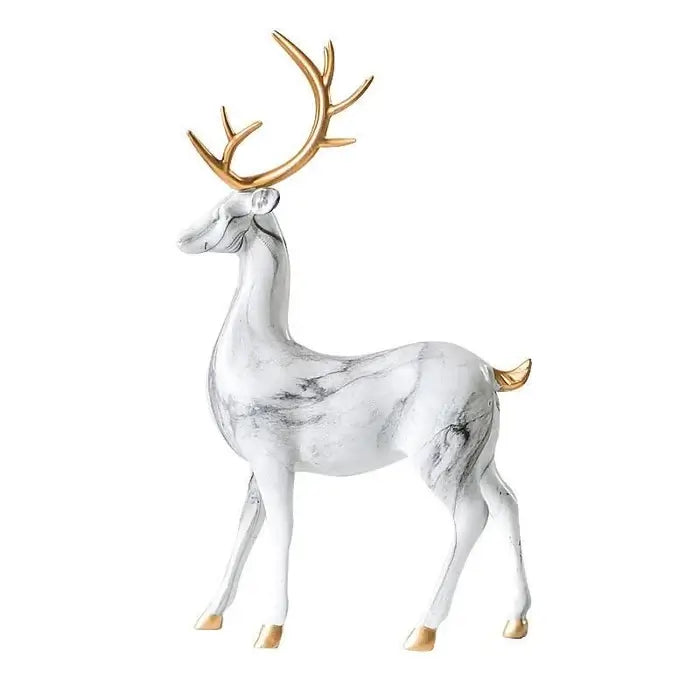Imitation Marble Deer Ornaments (Set Of 2)