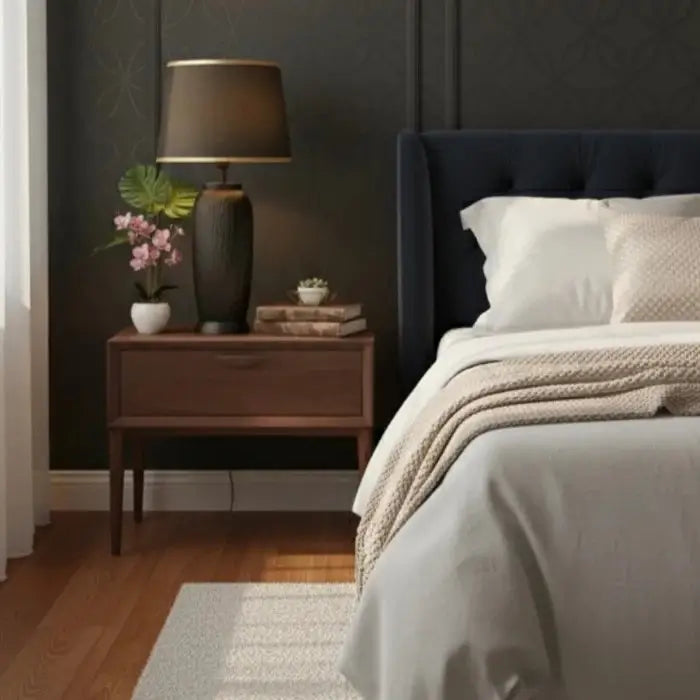 Contemporary Matte Black Table Lamp With Gold Accents