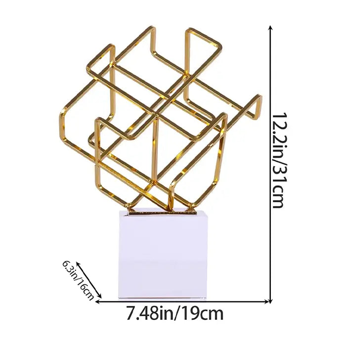 Metal Geometric Knot Statue With Crystal Base Decoration