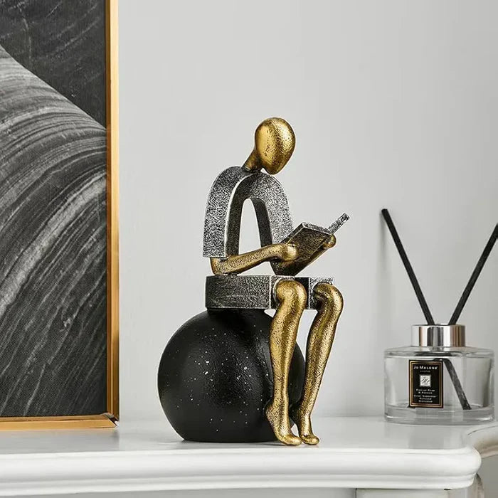 Modern Decorative Abstract Reading Figure Bookend (2 Pcs)