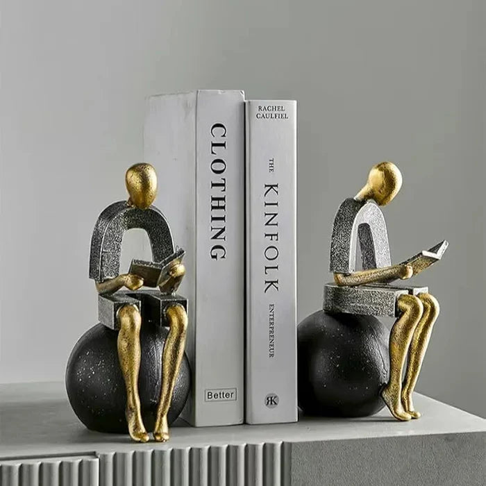 Modern Decorative Abstract Reading Figure Bookend (2 Pcs)