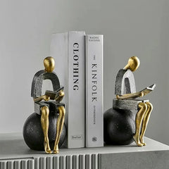 Modern Decorative Abstract Reading Figure Bookend (2 Pcs)