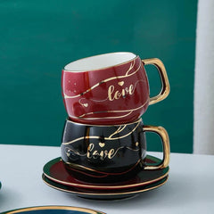 Black Nordic Style Coffee Cup With Saucer